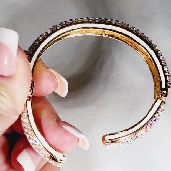Mystic Austrian Crystal sparkling cuff bracelet in Goldtone 6.75 inches - Picture 5 of 5